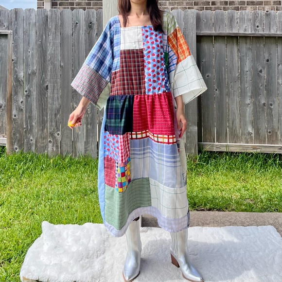 Handmade Quilted Patchwork Plaid Dress SKU 05276 - Picture 16 of 16